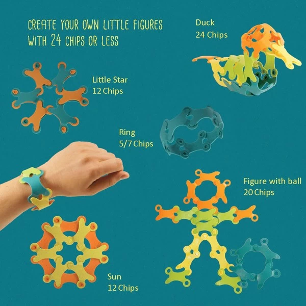 Binabo 24 Chips Gemischt Plastikfreies Konstruktionsspielzeug Aus Natürlichen Rohstoffen – Bild 3