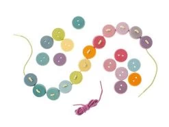 Grimms Fädelspiel 24tlg. Pastell Kleine Holzknöpfe