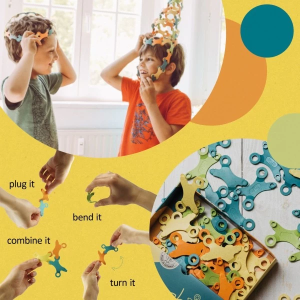 Binabo 60 Chips Mixed Colour Plastikfreies Konstruktionsspielzeug Aus Natürlichen Rohstoffen – Bild 3